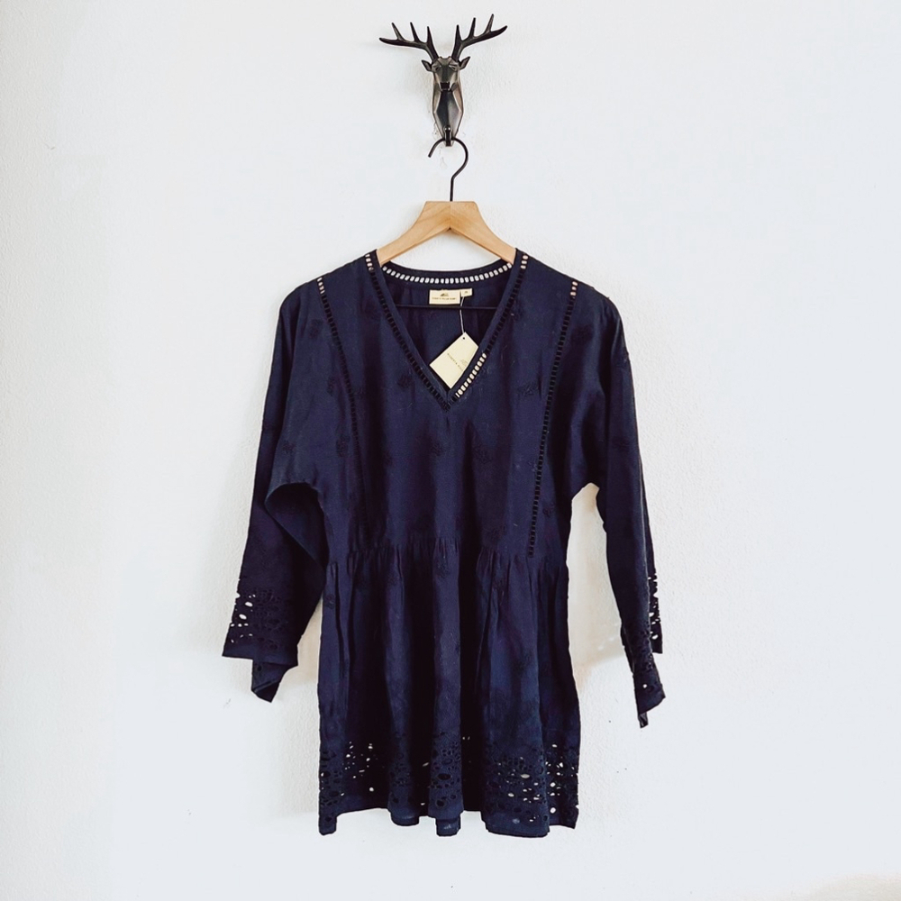 Roberta Roller Rabbit Women's Black Long Sleeve Shirt Dress XS NWT